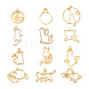 24Pcs 12 Style Zinc Alloy Kitten Open Back Bezel Pendants FIND-CW0001-05-1