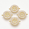 Brass Micro Pave Clear Cubic Zirconia Links connectors ZIRC-T012-62G-1