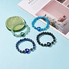 Gemstone & Lampwork Heart Evil Eye Beaded Stretch Bracelet for Women BJEW-JB08392-2