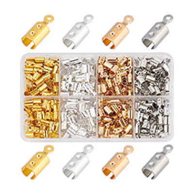 400Pcs 4 Colors Iron Folding Crimp Ends IFIN-PH0002-27-1