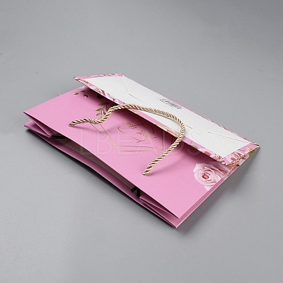 4Pcs 4 Colors Flower Print Paper Handbags ABAG-WH0045-15-1