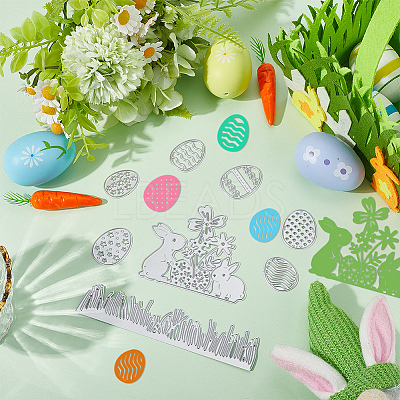 2 Styles Easter Egg & Rabbit Cutting Dies Stencils DIY-CP0012-03-1