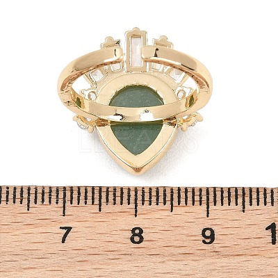Brass with Natural Green Aventurine Finger Rings GG-CBACC2B-07G-06-1