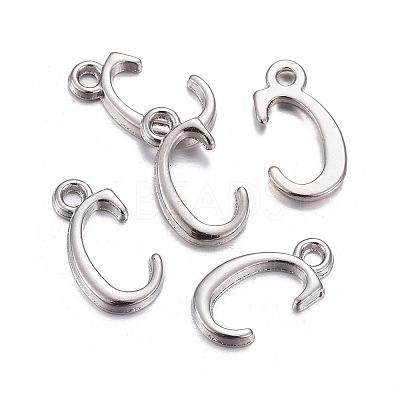 Platinum Plated Alloy Letter Pendants PALLOY-J718-01P-C-1