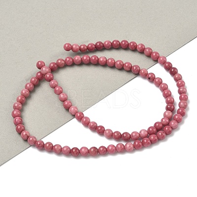 Natural Rhodonite Round Bead Strands G-G735-09-4mm-1