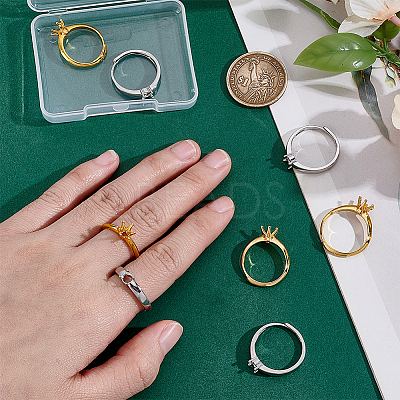 8Pcs 2 Colors Adjustable Brass Ring Components KK-WR0001-85-1