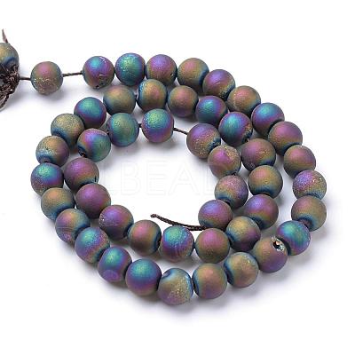 Electroplated Natural Druzy Geode Agate Bead Strands G-R345-10mm-59-1