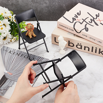 Cute Mini Plastic Foldable Chair DJEW-WH0015-79B-1