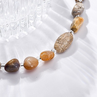 Natural Fossil Coral Beaded Bracelets for Women G-P563-07P-02-1