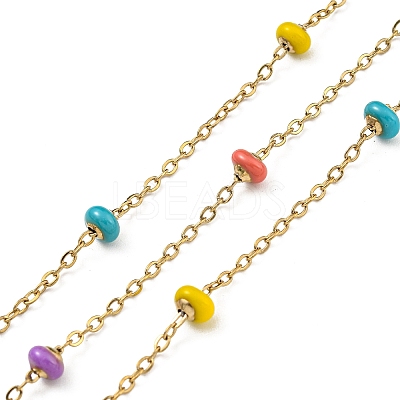 304 Stainless Steel Enamel Link Chains AJEW-Z028-09G-01-1