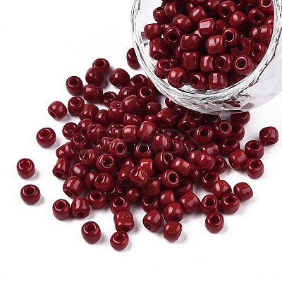 6/0 Opaque Colours Round Glass Seed Beads X-SEED-A010-4mm-45B-1
