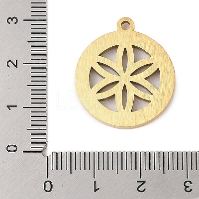 Preserved Fresh Flower 304 Stainless Steel Rhinestone Pendants STAS-S139-01G-05-1