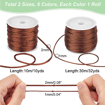 12 Rolls 12 Styles Nylon Satin Rattail Cords NWIR-HY0001-02B-1