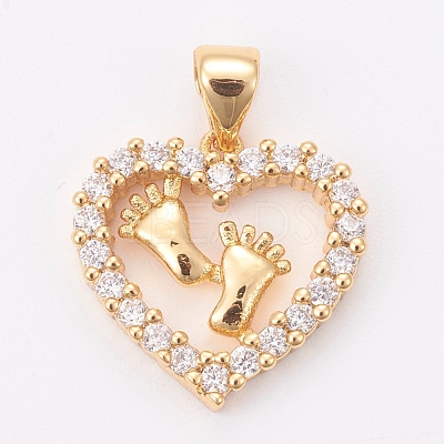 Brass Micro Pave Cubic Zirconia Pendants ZIRC-K076-08G-1