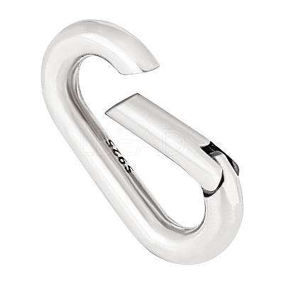 1Pc Rhodium Plated 925 Sterling Silver Spring Rings Clasp STER-PH0002-26-1