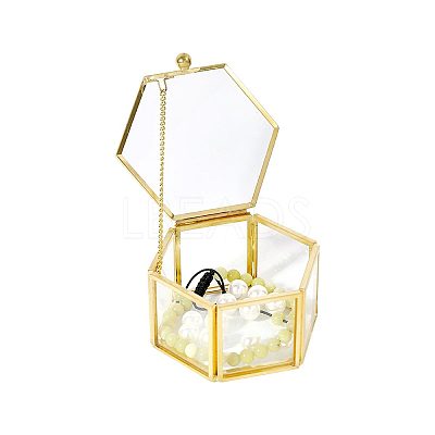 Glass Jewelry Presentation Boxes with Golden Tone Metal Frame CON-WH0133-014-1