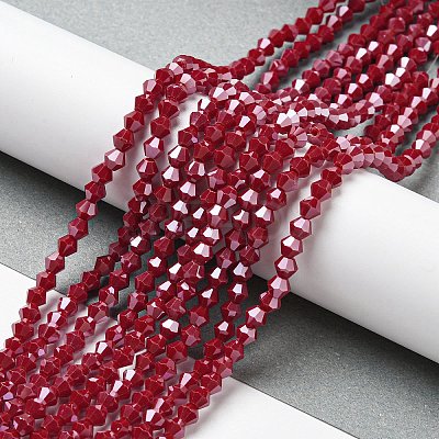 Opaque Solid Color Electroplate Glass Beads Strands EGLA-A039-P4mm-A01-1