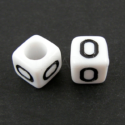 Letter Acrylic European Large Hole Beads X-OPDL-R050-10mm-O-1