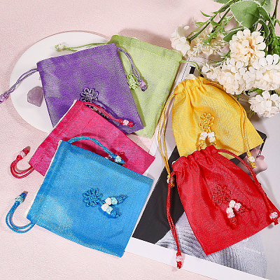 6Pcs 6 Colors Rectangle Cloth Packing Pouches ABAG-CA0001-15-1