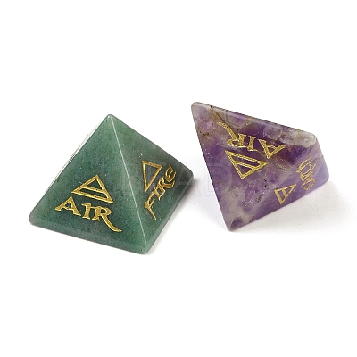 6Pcs Natural Obsidian &  Red Jasper & Amethyst & Tiger Eye & Rose Quartz & Green Aventurine Orgonite Pyramid Display Decorations G-C186-06-1