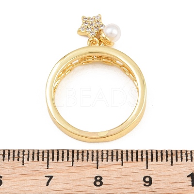 Brass Micro Pave Cubic Zirconia Finger Rings for Women CU-CBA0A21-03G-1
