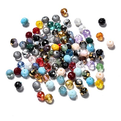 Faceted Rondelle Electroplate Glass Beads Strands EGLA-X0003-8x6mm-1