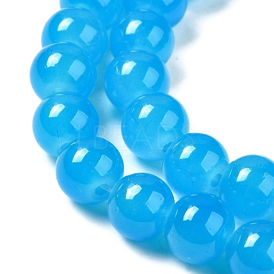 Baking Paint Imitation Jade Glass Round Bead Strands X-DGLA-Q021-8mm-13-1