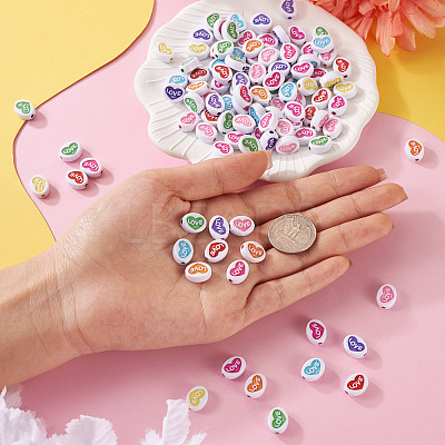 200Pcs Valentine's Day Opaque Acrylic Beads MACR-CW0001-13-1