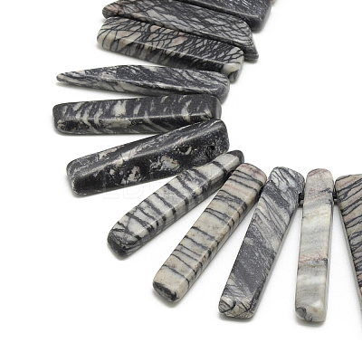Natural Black Silk Stone/Netstone Beads Strands G-R419-11-1