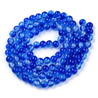 Transparent Crackle Baking Paint Glass Beads Strands DGLA-T003-01C-03-1