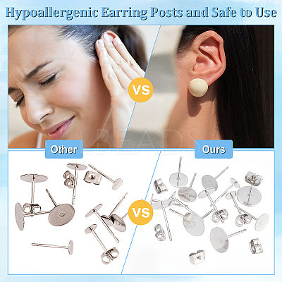 304 Stainless Steel Stud Earrings Findings STAS-PH0018-64P-1