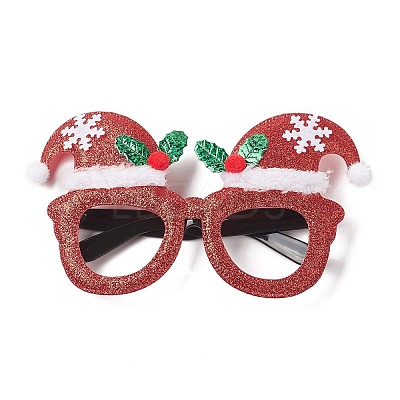 Christmas Plastic & Non-woven Fabric Glitter Glasses Frames AJEW-E053-01C-1