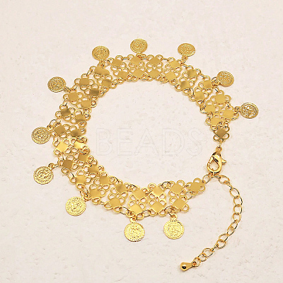 Fashion Brass Multi-layer Coin Tassel Anklets for Women FV4872-1