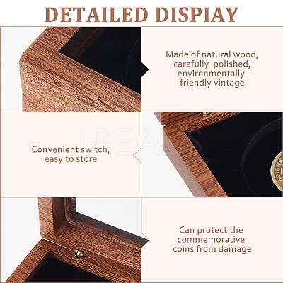 Wood Commemorative Coin Box CON-WH0107-36A-1
