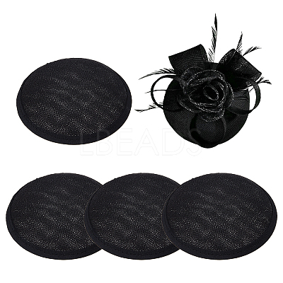 Imitation Hemp Round Fascinator Hat Base for Millinery AJEW-WH0472-45A-02-1