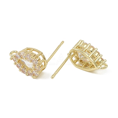 Teardrop Brass Micro Pave Clear Cubic Zirconia Stud Earring Findings LS-KK-C107-13G-1