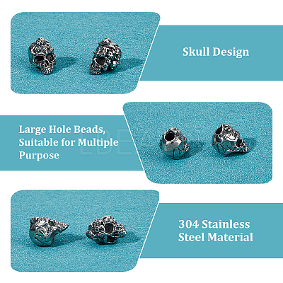 12Pcs 304 Stainless Steel European Beads STAS-HS0001-06-1
