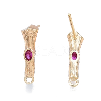 Brass Micro Pave Cubic Zirconia Stud Earring Findings KK-T062-247G-03-1