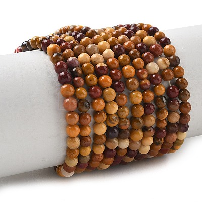 Round Natural Mookaite Gemstone Bead Strands G-J333-06-4mm-1