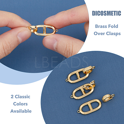 8Pcs 2 Colors Brass Fold Over Clasps KK-DC0003-66-1