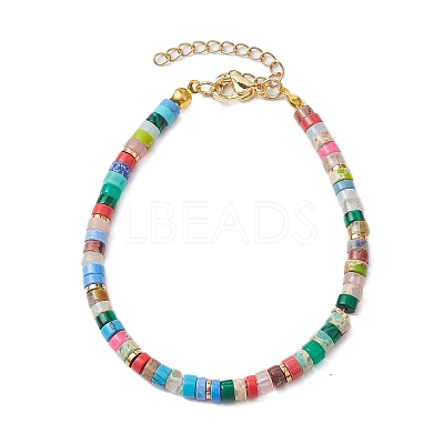 Natural & Synthetic Mixed Gemstone Heishi Beaded Bracelets BJEW-JB11073-1
