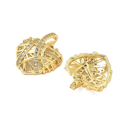 Brass Micro Pave Clear Cubic Zirconia Pendants KK-B139-01G-1