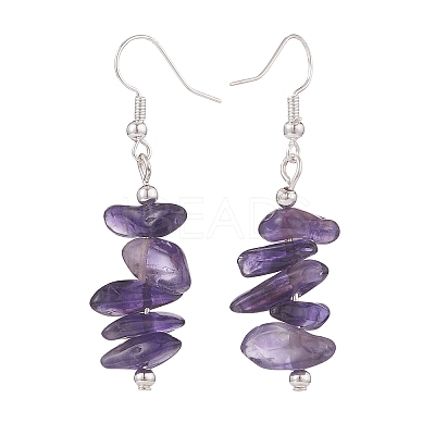 Natural Amethyst Chips Beaded Jewelry Set X-SJEW-JS01232-03-1