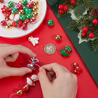 Christmas Theme Acrylic Beads Set OACR-SP0001-20A-1