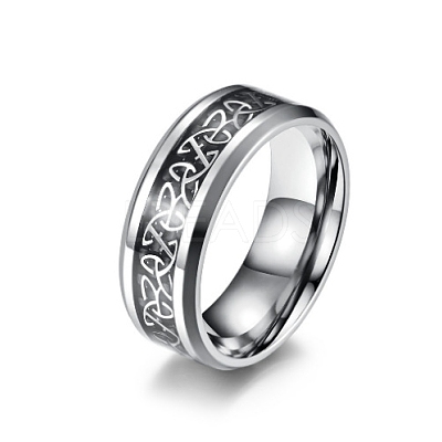Stainless Steel Triquetra/Trinity Knot Finger Rings for Men Women PW-WG54165-03-1