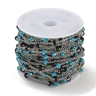 304 Stainless Steel Enamel Link Chains AJEW-Z028-09P-06-1