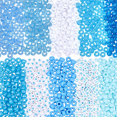 1200Pcs 10 Styles Opaque Plastic and  Opaque Acrylic Beads KY-PA0001-15B-1