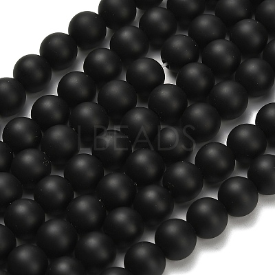 Natural Black Onyx(Dyed & Heated) Beads Strands X-G-Z024-01B-01-1