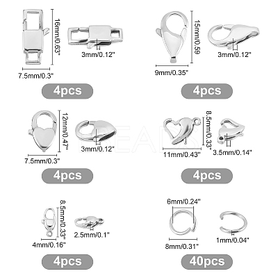 20Pcs 316 Surgical Stainless Steel Lobster Claw Clasps STAS-DC0002-29-1