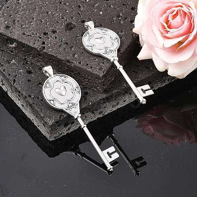 Tibetan Style Alloy Key Pendant Cabochon Bezel Settings LS-PALLOY-J494-51AS-1